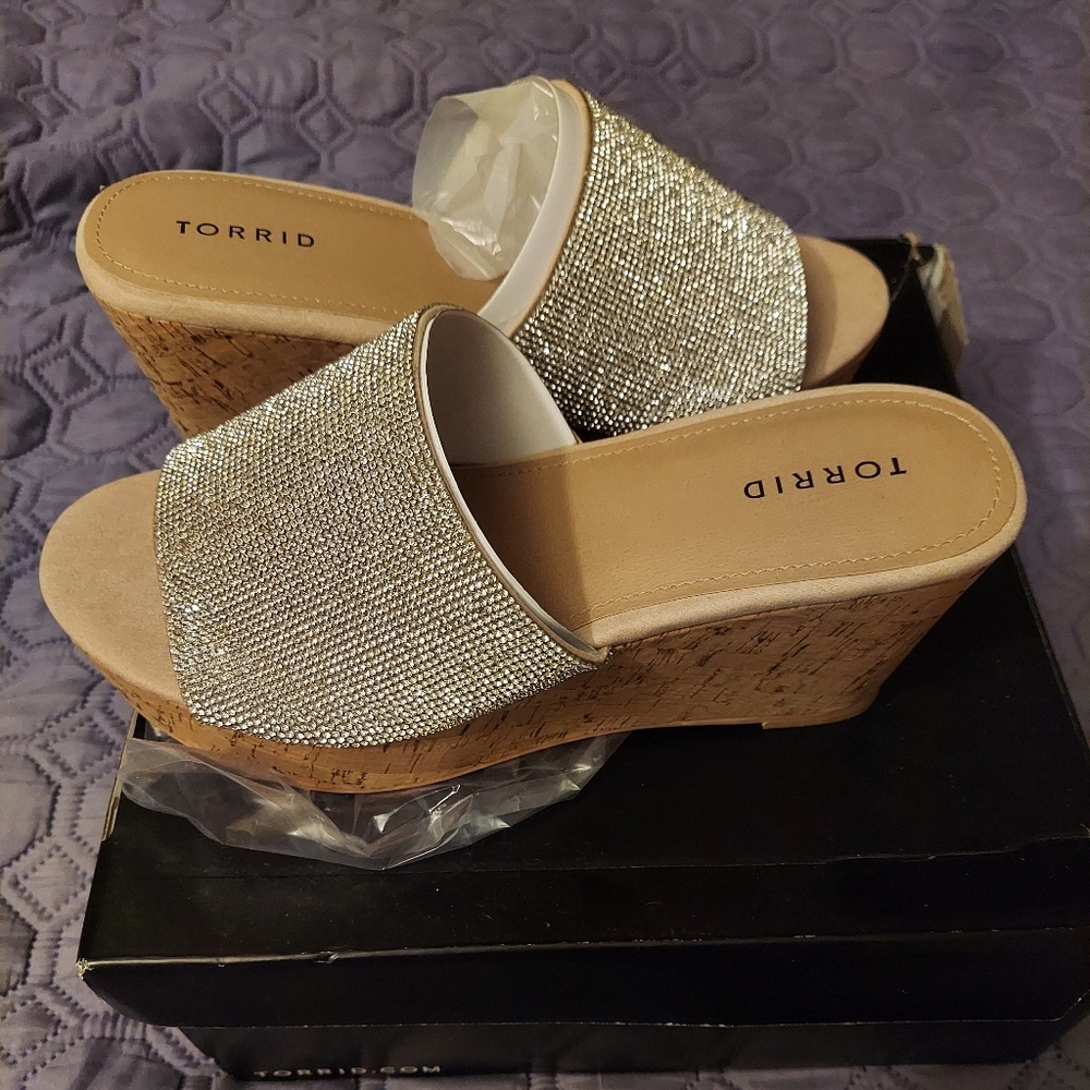 Rhinestone Cork Wedge